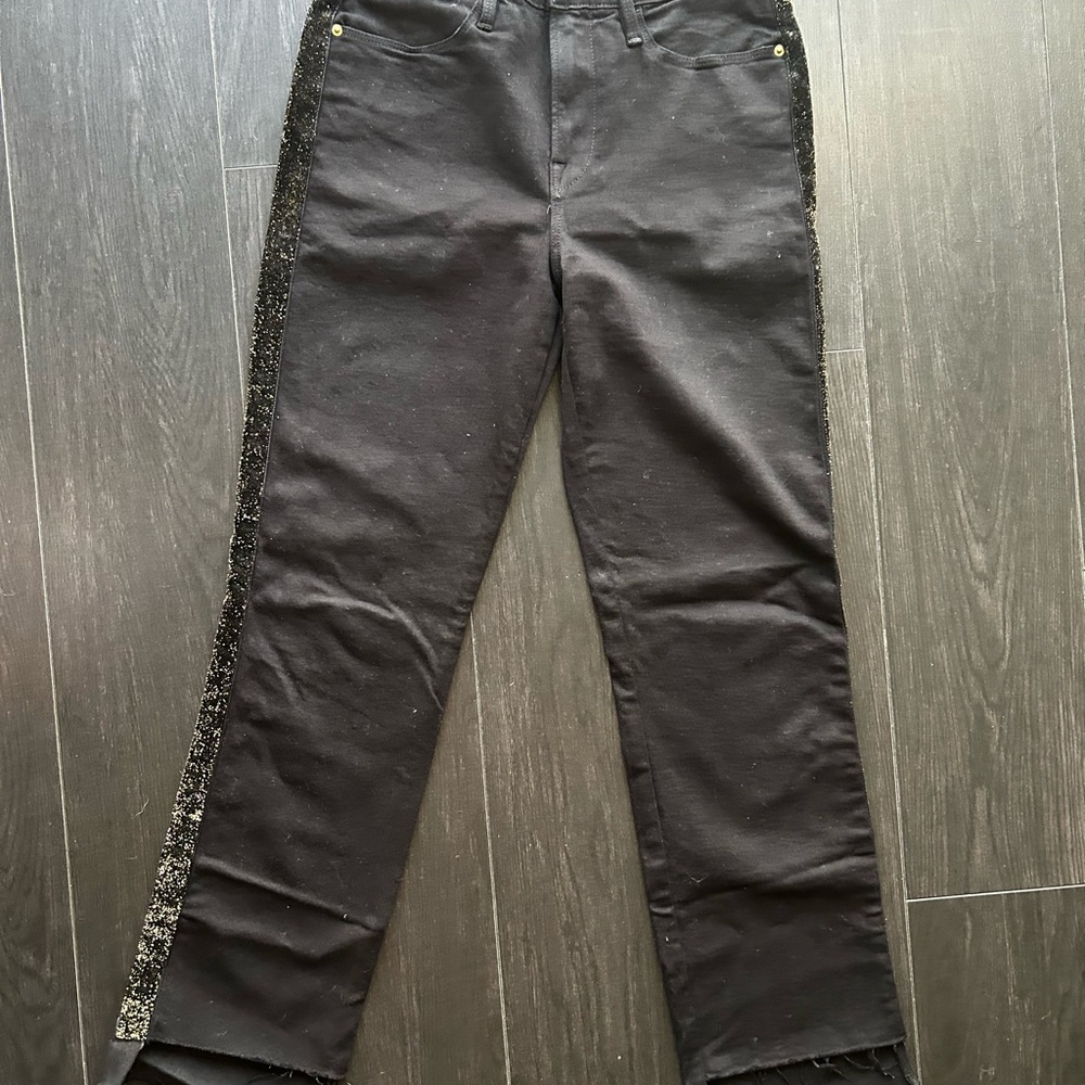 Frame Denim Black Jeans with Glitter Stripes